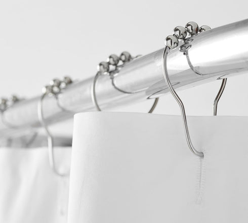 Stainless Steel Shower Curtain Ring Hooks- Set of 12